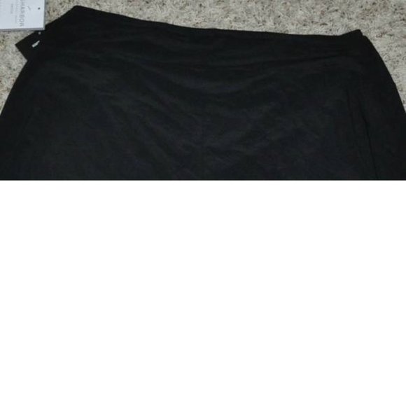 Womens Midi Skirt Black XL Petite Elastic Waist Lined Pleated Sag Harbor - Picture 2 of 4